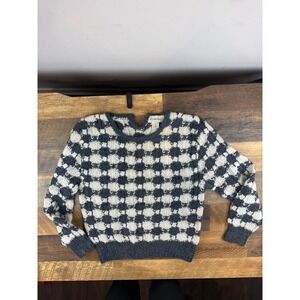JH‎ Collectibles Mohair Blend Sweater Womens M Blue White Textured Knit